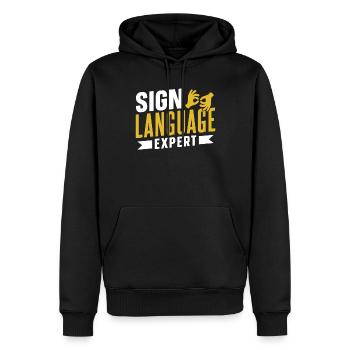 Gebärdensprache Experte Gebärden Gestik Awareness - Männer Premium Bio Hoodie - Schwarz - Vorne - Nico (187cm)
