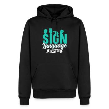 Gebärdensprache Experte Gestik Gebärden Awareness - Männer Premium Bio Hoodie - Schwarz - Vorne - Nico (187cm)