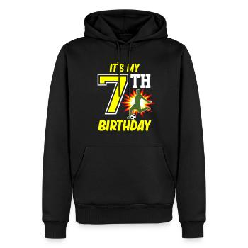 Fußballspieler 7. Geburtstag Fußball Sporttrainer - Männer Premium Bio Hoodie - Schwarz - Vorne - Nico (187cm)