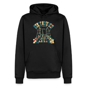Funny Drummer - Ne dérangez pas je joue de la batterie - Sweat à capuche Premium bio Homme - noir - Devant - Nico (187cm)