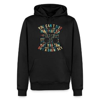 Batteur - Vous ne pouvez pas acheter le bonheur mais vous pouvez acheter - Sweat à capuche Premium bio Homme - noir - Devant - Nico (187cm)