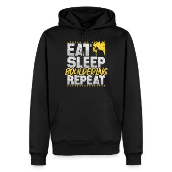 Bloc Manger Dormir Répéter Escalade Mur Bloc - Sweat à capuche Premium bio Homme - noir - Devant - Nico (187cm)