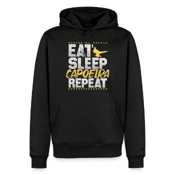 Capoeira Manger Dormir Répéter Arts Martiaux Capoeira - Sweat à capuche Premium bio Homme - noir - Devant - Nico (187cm)