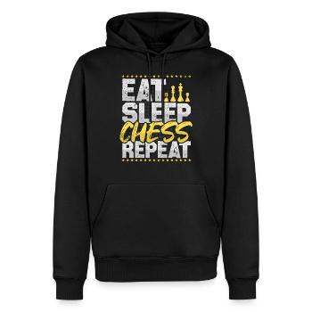 Schach Eat Sleep Repeat Schachbrett Chess Schach - Männer Premium Bio Hoodie - Schwarz - Vorne - Nico (187cm)