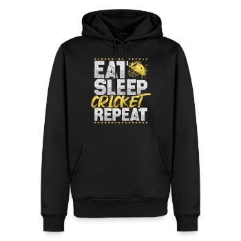 Cricket Eat Sleep Repeat Cricketspieler Cricket - Männer Premium Bio Hoodie - Schwarz - Vorne - Nico (187cm)