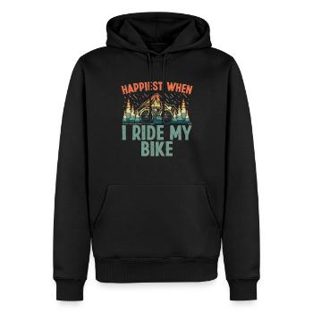 Happiest i ride my Bike - Männer Premium Bio Hoodie - Schwarz - Vorne - Nico (187cm)