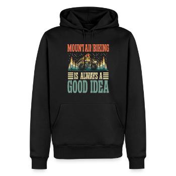 Mountainbiking is always a good Idea - Männer Premium Bio Hoodie - Schwarz - Vorne - Nico (187cm)