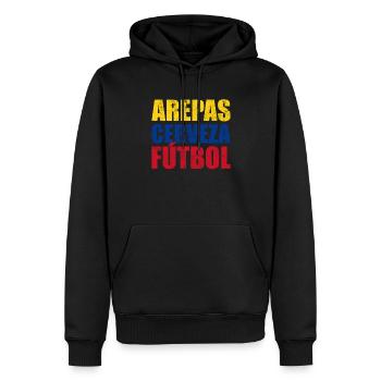 arepas cerveza futbol, venezuela, colombia arepas - Männer Premium Bio Hoodie - Schwarz - Vorne - Nico (187cm)
