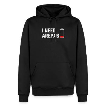 J’ai besoin d’arepas - Sweat à capuche Premium bio Homme - noir - Devant - Nico (187cm)