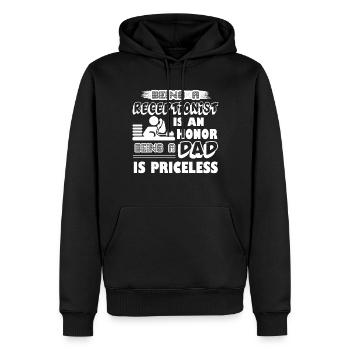 Receptionist Receptionist Dad - Men’s Premium Organic Hoodie - black - Front - Nico (187cm)