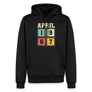 56. Geburtstag April Jahrgang 1967 Vintage - Männer Premium Bio Hoodie - Schwarz - Vorne - Nico (187cm)