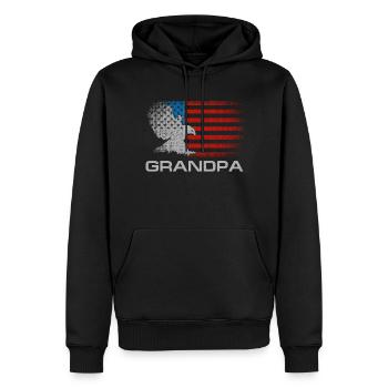 Grand-père drapeau américain pour les hommes Fête des pères mari - Sweat à capuche Premium bio Homme - noir - Devant - Nico (187cm)