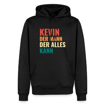 Kevin Der Mann Der Alles Kann Vorname Kevin - Männer Premium Bio Hoodie - Schwarz - Vorne - Nico (187cm)