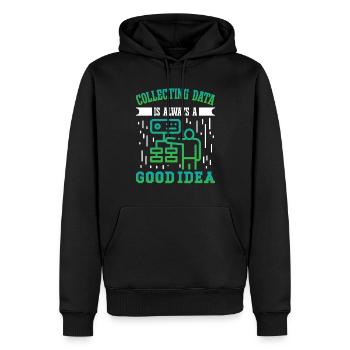 Collecting Data is always a good Idea - Men’s Premium Organic Hoodie - black - Front - Nico (187cm)