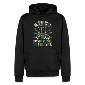 Batteur - Je joue de la batterie pour ne pas frapper les gens - Sweat à capuche Premium bio Homme - noir - Devant - Nico (187cm)