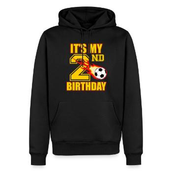 Fußballspieler 2. Geburtstag Fußball Sporttrainer - Männer Premium Bio Hoodie - Schwarz - Vorne - Nico (187cm)