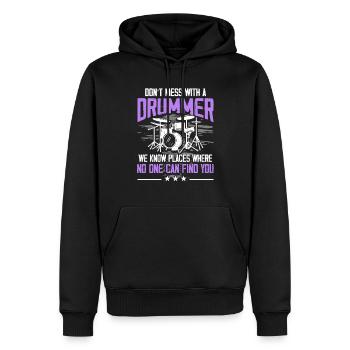 Don’t Mess With A Drummer - Batteur - Sweat à capuche Premium bio Homme - noir - Devant - Nico (187cm)