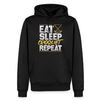 Krocket Eat Sleep Repeat Krocketball Hobby Krocket - Männer Premium Bio Hoodie - Schwarz - Vorne - Nico (187cm)