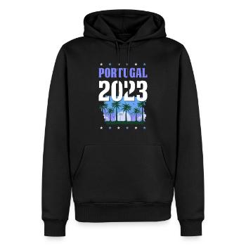 Portugal 2023 - Männer Premium Bio Hoodie - Schwarz - Vorne - Nico (187cm)