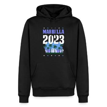 Marbella 2023 - Männer Premium Bio Hoodie - Schwarz - Vorne - Nico (187cm)