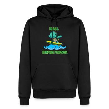 Schildkröte auf Surfbrett mit Sonnenrbille - Männer Premium Bio Hoodie - Schwarz - Vorne - Nico (187cm)