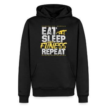 Fitness Eat Sleep Repeat Sport Hobby Fitness - Men’s Premium Organic Hoodie - black - Front - Nico (187cm)