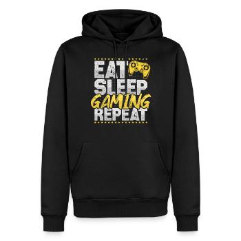 Gaming Eat Sleep Repeat Videogames Hobby Gaming - Männer Premium Bio Hoodie - Schwarz - Vorne - Nico (187cm)