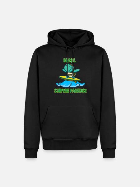 Turtle on surfboard with sunscreen - Men’s Premium Organic Hoodie - black