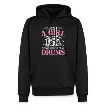 Just A Girl Who Likes To Playing Drums - Drummer Girl - Sweat à capuche Premium bio Homme - noir - Devant - Nico (187cm)