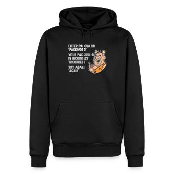 Funny Caveman - Men’s Premium Organic Hoodie - black - Front - Nico (187cm)