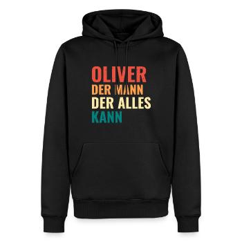 Oliver Der Mann Der Alles Kann Vorname Oliver - Männer Premium Bio Hoodie - Schwarz - Vorne - Nico (187cm)
