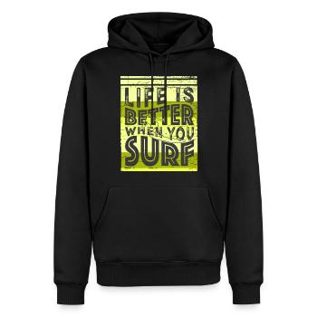 Surfer Citation Drôle - Sweat à capuche Premium bio Homme - noir - Devant - Nico (187cm)