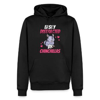 Distrait par le pou laineux de rongeur chinchilla - Sweat à capuche Premium bio Homme - noir - Devant - Nico (187cm)