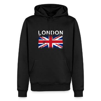 Angleterre Londres City Flag - Sweat à capuche Premium bio Homme - noir - Devant - Nico (187cm)