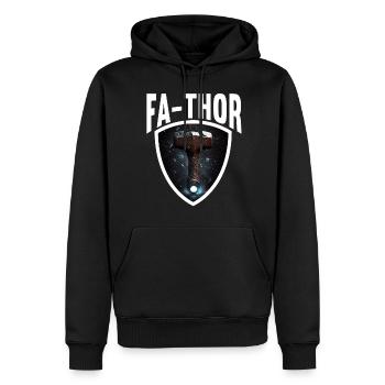 Papa Vathor Va Thor Fête des pères Fête des pères Cadeau de fête des pères - Sweat à capuche Premium bio Homme - noir - Devant - Nico (187cm)