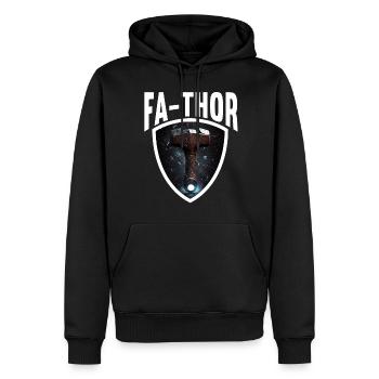 Papa Vathor Va Thor Fête des pères Fête des pères Cadeau de fête des pères - Sweat à capuche Premium bio Homme - noir - Devant - Nico (187cm)