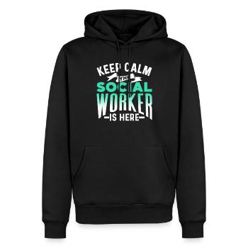 Restez calme le travailleur social est là Formation - Sweat à capuche Premium bio Homme - noir - Devant - Nico (187cm)