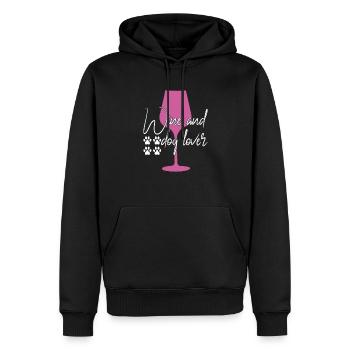 Amateurs de vin et de chiens - Sweat à capuche Premium bio Homme - noir - Devant - Nico (187cm)