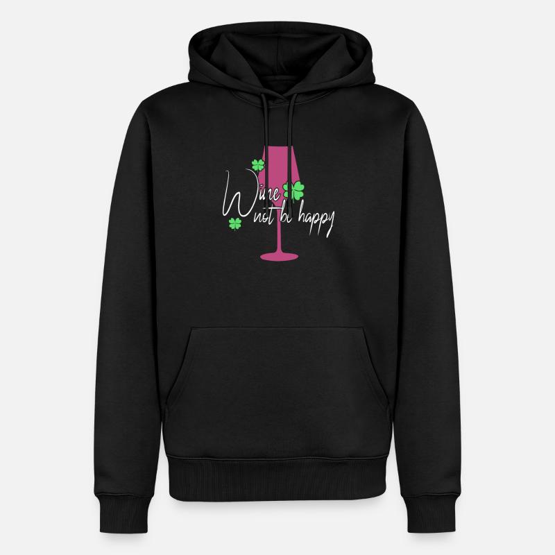 Wein Glück Spruch - Männer Premium Bio Hoodie - Schwarz