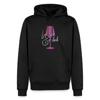 L’heure du vin dit drôle - Sweat à capuche Premium bio Homme - noir - Devant - Nico (187cm)