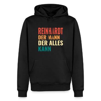 Reinhardt Der Mann Der Alles Kann Name Reinhardt - Männer Premium Bio Hoodie - Schwarz - Vorne - Nico (187cm)