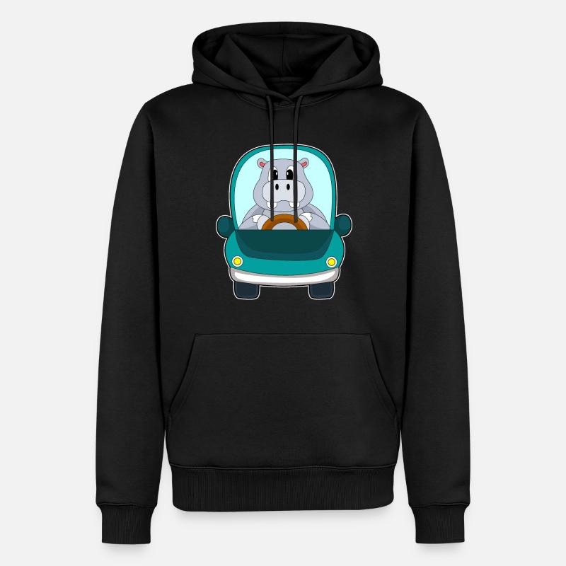 Nilpferd Auto - Männer Premium Bio Hoodie - Schwarz