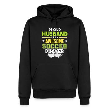 Mari d’un joueur de football Entraîneur de football - Sweat à capuche Premium bio Homme - noir - Devant - Nico (187cm)