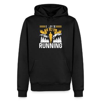 J’adore le trail running course coureur trail running - Sweat à capuche Premium bio Homme - noir - Devant - Nico (187cm)