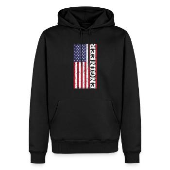 Ingénieur patriote américain - Sweat à capuche Premium bio Homme - noir - Devant - Nico (187cm)