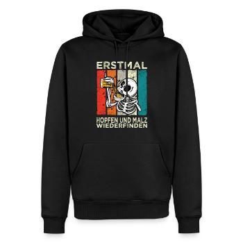 Erstmal Hopfen und Malz Wiederfinden Skelett Bier - Männer Premium Bio Hoodie - Schwarz - Vorne - Nico (187cm)