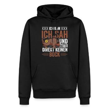 Ich Sah und hatte direkt keinen Bock - Männer Premium Bio Hoodie - Schwarz - Vorne - Nico (187cm)