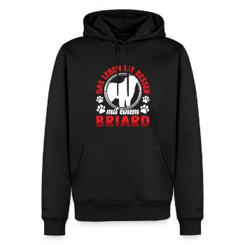 Leben ist besser mit Briard Berger de Brie - Männer Premium Bio Hoodie - Schwarz - Vorne - Nico (187cm)