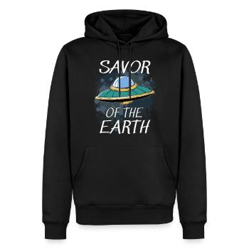 OVNI SAVEUR DE LA TERRE - Sweat à capuche Premium bio Homme - noir - Devant - Nico (187cm)