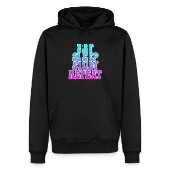 Manger dormir Étudier - Sweat à capuche Premium bio Homme - noir - Devant - Nico (187cm)